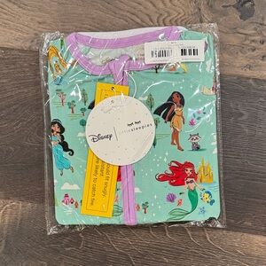 Little Sleepies Mint Green Disney Princess Pajama Set with Purple Trim